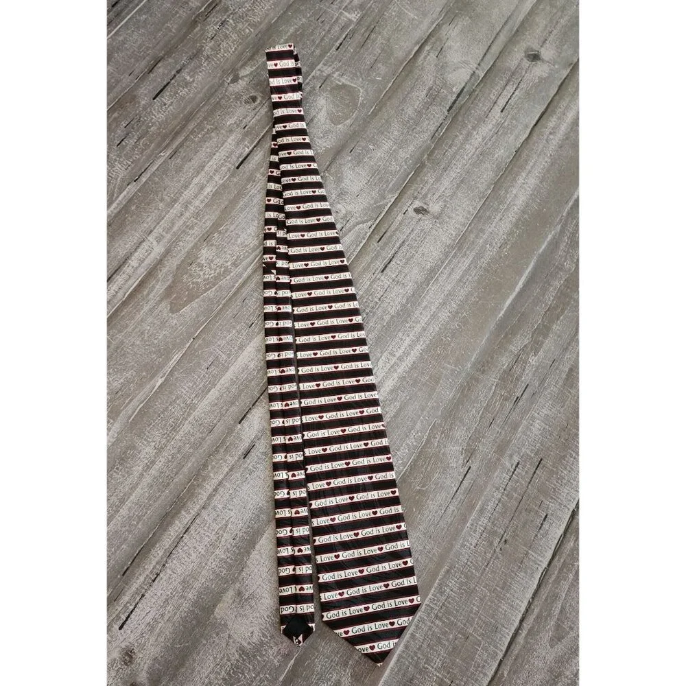 God Is Love Men's Neck Tie Religious Christian Hymn Choir Music Black Necktie‎